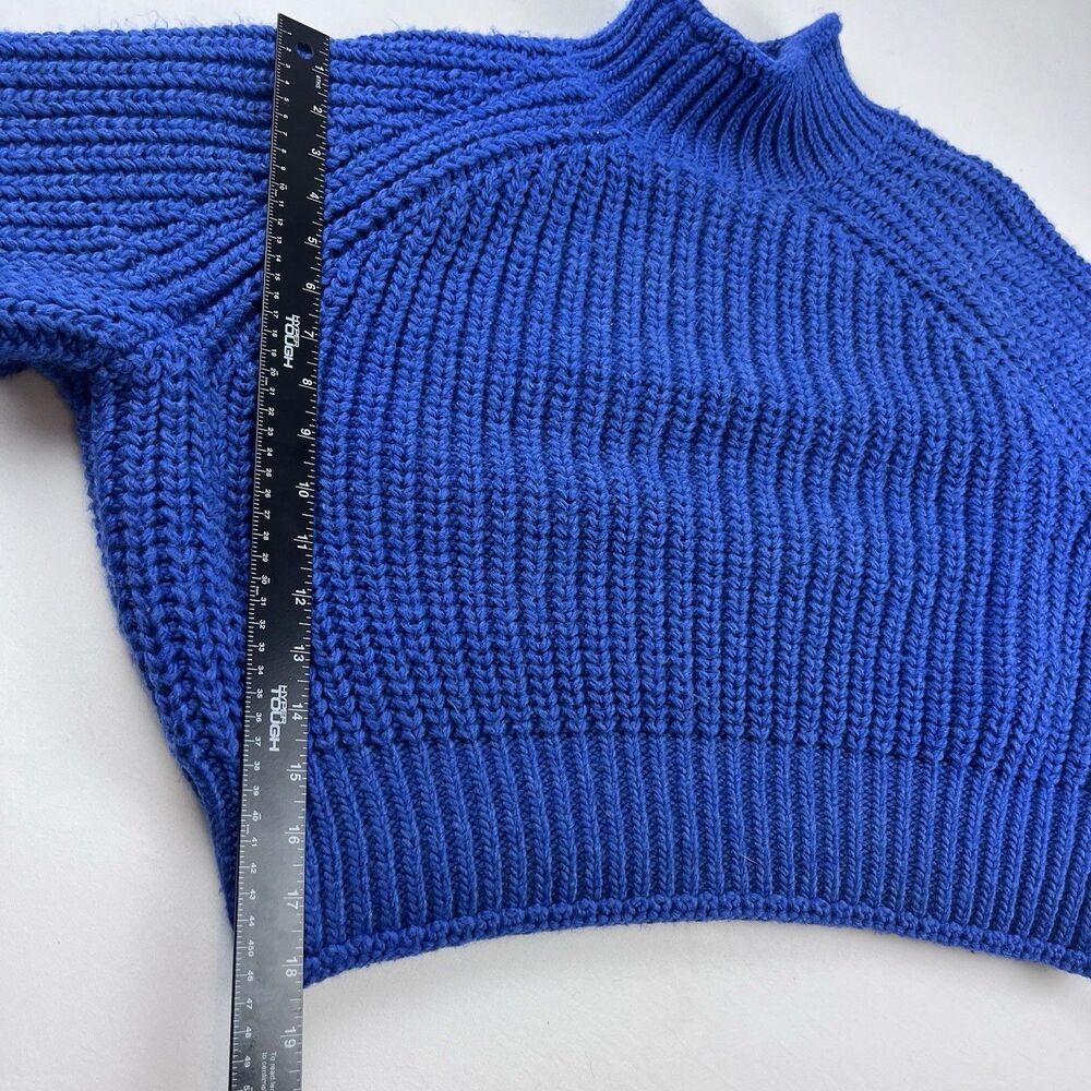 H&M Chunky Funnel Neck Long Sleeve Oversized Sweater Large Top Electric Blue Pop - Picture 9 of 11